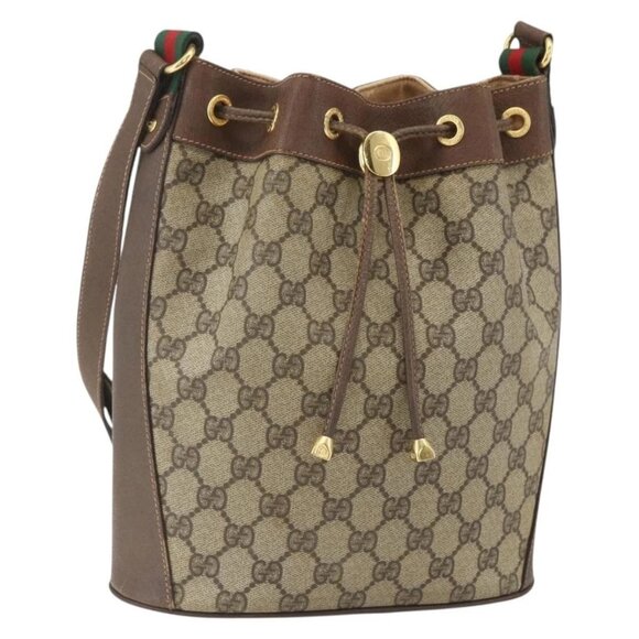 Gucci Handbags - GUCCI GG Supreme Web Sherry Line Bag PVC Beige Gold 41 02 034 Auth BA8181